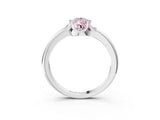 White gold Fancy Pink Pear  Halo Diamond Ring with Round Cluster Setting, Solitaire Band, and Four-Prong Setting_92