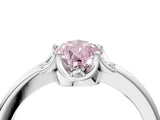 White gold Fancy Pink Pear  Halo Diamond Ring with Round Cluster Setting, Solitaire Band, and Four-Prong Setting_93