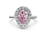 White gold Fancy Pink Pear  Halo Diamond Solitaire with Pavé Band and Four-Prong Setting_84