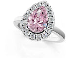 White gold Fancy Pink Pear  Halo Diamond Solitaire with Pavé Band and Four-Prong Setting_85