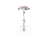 White gold Fancy Pink Pear  Halo Diamond Solitaire with Pavé Band and Four-Prong Setting_86