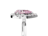 White gold Fancy Pink Pear  Halo Diamond Solitaire with Pavé Band and Four-Prong Setting_88