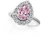 White gold Fancy Pink Pear  Halo Diamond Solitaire with Pavé Band and Four-Prong Setting_91