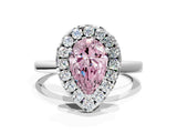 White gold Fancy Pink Pear  Halo Diamond Solitaire with Pavé Band and Four-Prong Setting_92