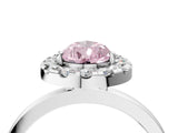 White gold Fancy Pink Pear  Halo Diamond Solitaire with Pavé Band and Four-Prong Setting_96