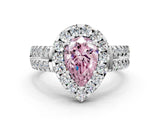 White gold Fancy Pink Pear  Halo Diamond Split Shank Engagement Ring with Prong Setting_75
