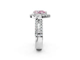 White gold Fancy Pink Pear  Halo Diamond Split Shank Engagement Ring with Prong Setting_77