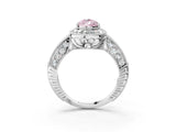 White gold Fancy Pink Pear  Halo Diamond Split Shank Ring with Milgrain Detail_52