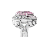 White gold Fancy Pink Pear  Halo Diamond Split Shank Ring with Milgrain Detail_54