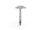 White gold Fancy Pink Pear  Halo Milgrain Pave Diamond Ring with Four-Prong Setting 2