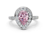 White gold Fancy Pink Pear  Halo Pavé Diamond Engagement Ring with Bezel Setting_36