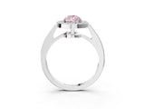 White gold Fancy Pink Pear  Halo Pavé Diamond Engagement Ring with Bezel Setting_45