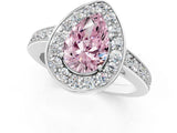 White gold Fancy Pink Pear  Halo Pavé Diamond Engagement Ring with Bezel Setting_50