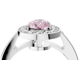 White gold Fancy Pink Pear  Halo Pavé Diamond Engagement Ring with Bezel Setting_53