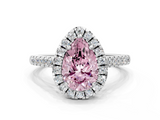 White gold Fancy Pink Pear  Halo Pavé Diamond Engagement Ring with Four-Prong Setting_3