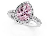 White gold Fancy Pink Pear  Halo Pave Band Solitaire Ring with Prong Setting_65