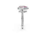White gold Fancy Pink Pear  Halo Pave Band Solitaire Ring with Prong Setting_66