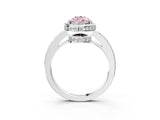 White gold Fancy Pink Pear  Halo Pave Band Solitaire Ring with Prong Setting_67