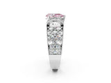 White gold Fancy Pink Pear  Halo Pave Diamond Engagement Ring with Milgrain Detailing_51