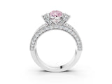 White gold Fancy Pink Pear  Halo Pave Diamond Engagement Ring with Milgrain Detailing_51