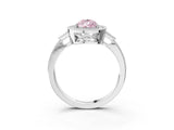 White gold Fancy Pink Pear  Halo Round Diamond Milgrain Pave Engagement Ring_6