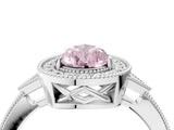White gold Fancy Pink Pear  Halo Round Diamond Milgrain Pave Engagement Ring_7