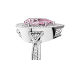 White gold Fancy Pink Pear  Halo Round Diamond Milgrain Pave Engagement Ring_8