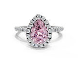 White gold Fancy Pink Pear  Halo Round Diamond Pavé Band Four-Prong Ring_3