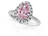 White gold Fancy Pink Pear  Halo Round Diamond Pavé Band Four-Prong Ring_4