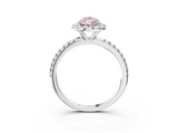 White gold Fancy Pink Pear  Halo Round Diamond Pavé Band Four-Prong Ring_6