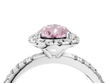 White gold Fancy Pink Pear  Halo Round Diamond Pavé Band Four-Prong Ring_7