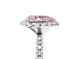 White gold Fancy Pink Pear  Halo Round Diamond Pavé Band Four-Prong Ring_8