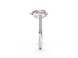 White gold Fancy Pink Pear  Halo Round Diamond Pave Band with Four-Prong Setting_53