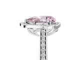 White gold Fancy Pink Pear  Halo Round Diamond Pave Band with Four-Prong Setting_56