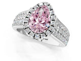 White gold Fancy Pink Pear  Halo Round Diamond Pave Band with Prong Setting_25