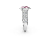 White gold Fancy Pink Pear  Halo Round Diamond Pave Band with Prong Setting_26