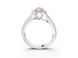 White gold Fancy Pink Pear  Halo Round Diamond Pave Band with Prong Setting_27