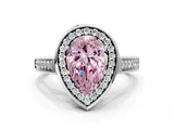 White gold Fancy Pink Pear  Halo Solitaire Diamond Ring with Pave Band and Bezel Setting_49