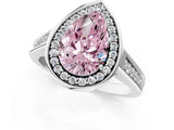 White gold Fancy Pink Pear  Halo Solitaire Diamond Ring with Pave Band and Bezel Setting_50