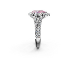 White gold Fancy Pink Pear  Halo Split Shank Diamond Engagement Ring with Pave Band and Four-Prong Setting_56