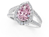 White gold Fancy Pink Pear  Halo Split Shank Diamond Ring with Four-Prong Setting_33