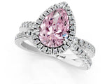 White gold Fancy Pink Pear  Halo Split Shank Diamond Ring with Pavé Setting_27