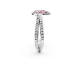 White gold Fancy Pink Pear  Halo Split Shank Diamond Ring with Pavé Setting_28