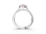 White gold Fancy Pink Pear  Halo Split Shank Diamond Ring with Pavé Setting_29