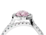 White gold Fancy Pink Pear  Halo Split Shank Diamond Ring with Pavé Setting_30