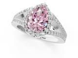 White gold Fancy Pink Pear  Halo Split Shank Diamond Ring with Prong Setting_22