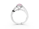 White gold Fancy Pink Pear  Halo Split Shank Diamond Ring with Prong Setting_23