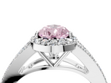 White gold Fancy Pink Pear  Halo Split Shank Diamond Ring with Prong Setting_24