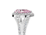 White gold Fancy Pink Pear  Halo Split Shank Pave Diamond Ring with Four-Prong Setting_54