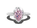White gold Fancy Pink Pear  Halo Split Shank Pave Diamond Ring with Petal Prong Setting_27